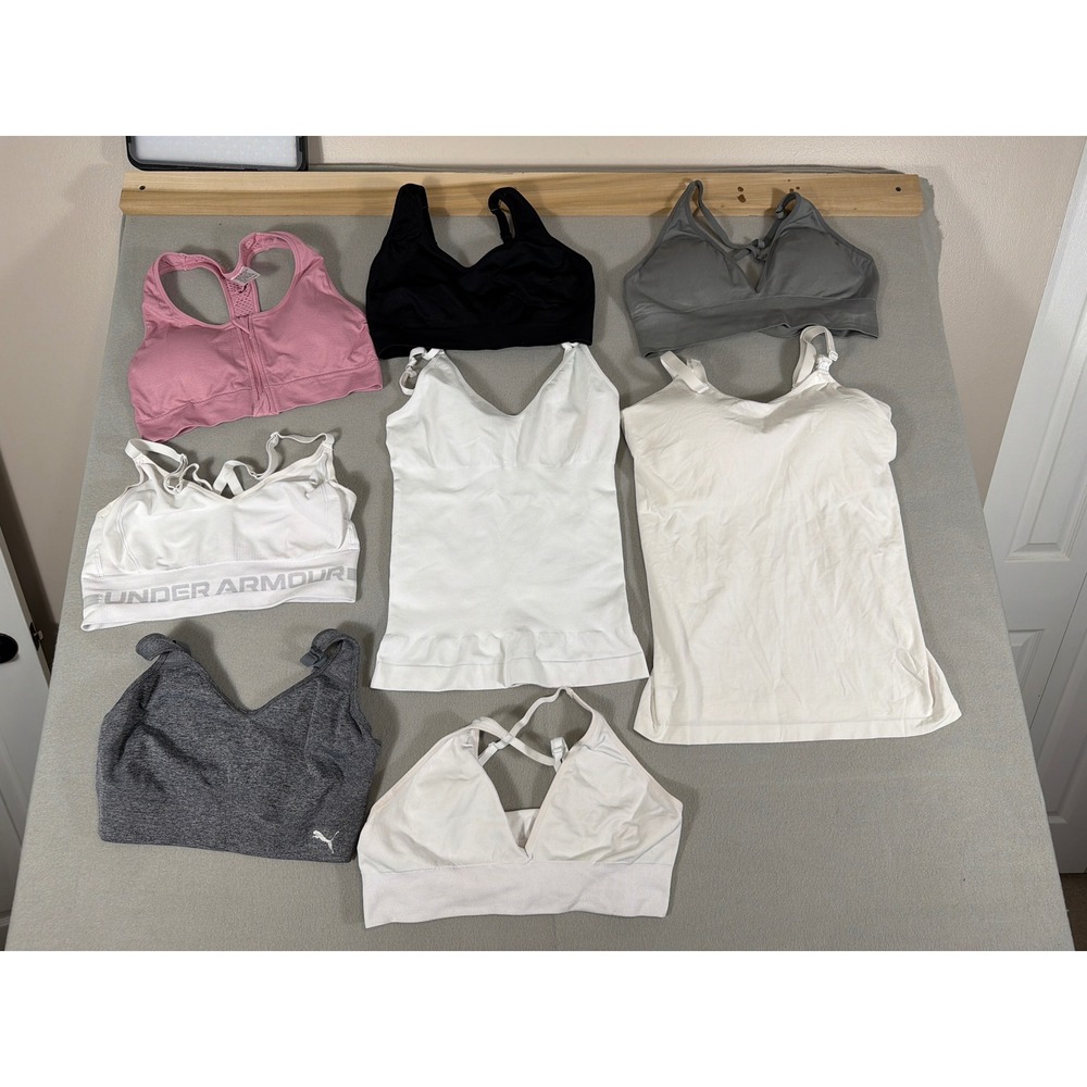 Womens Activewear Nursing Bra Cami Lot Under Armour Puma Auden XL L Pink White
